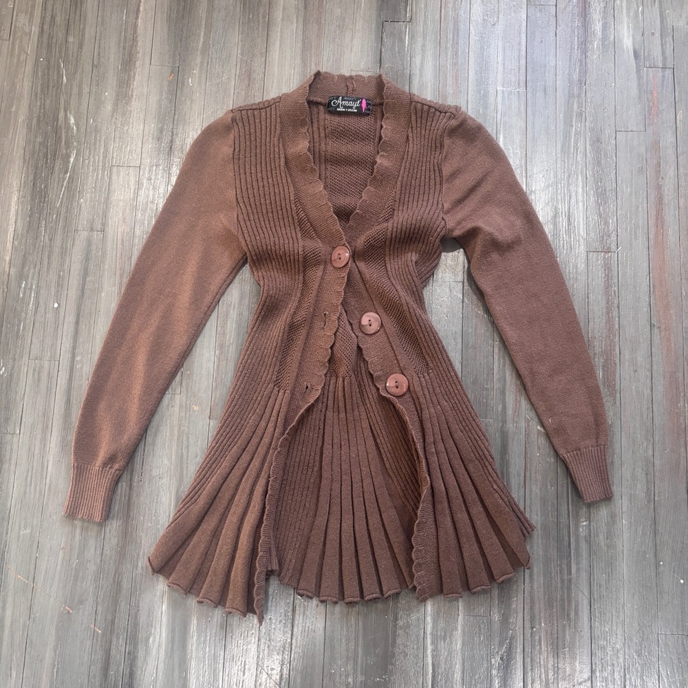 Anthropologie Brown Button-Up Cardigan